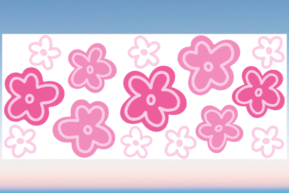 Cute Pink Flower 16oz Libbey Wrap SVG