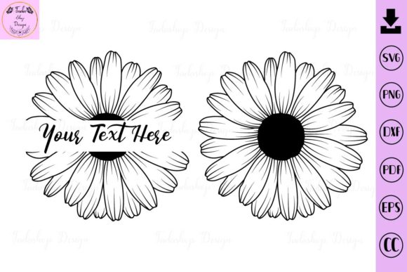 Daisy Flower, Floral Split Momogram
