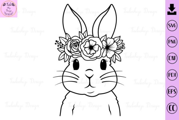 Easter Bunny Floral Rabbit Flower SVG