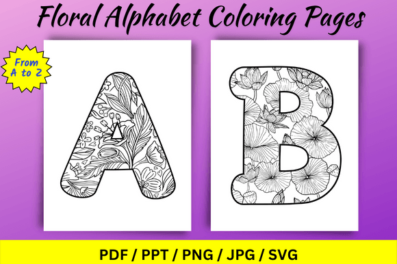 Floral Alphabet Coloring Pages