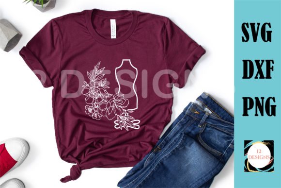 Floral Body Form Fashion Designer SVG