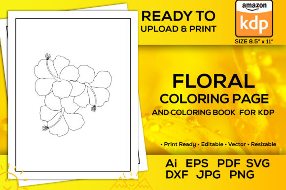 Floral Coloring Page for Coloring Book