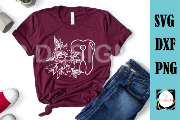Floral Dentist Tooth SVG