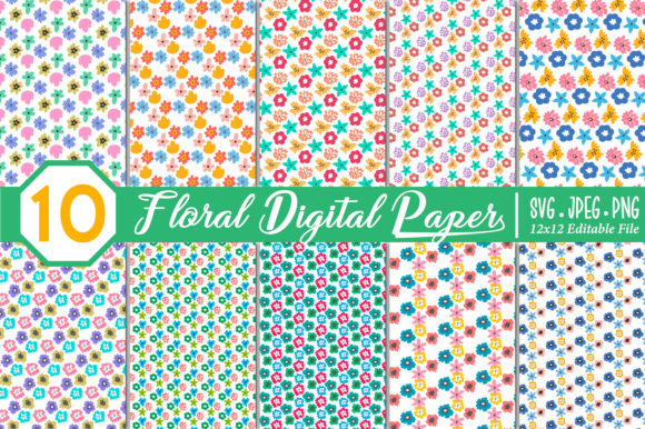 Floral Digital Paper SVG Bundle