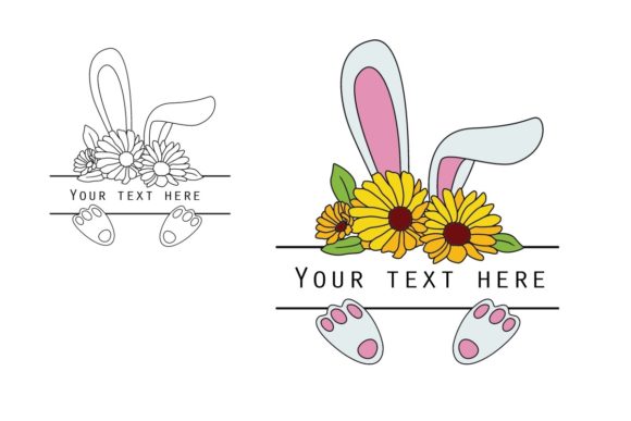 Floral Easter Bunny Split Monogram SVG