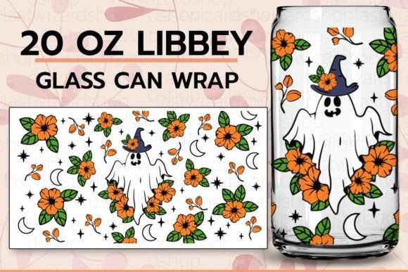 Floral Ghost 20oz Libbey Can SVG