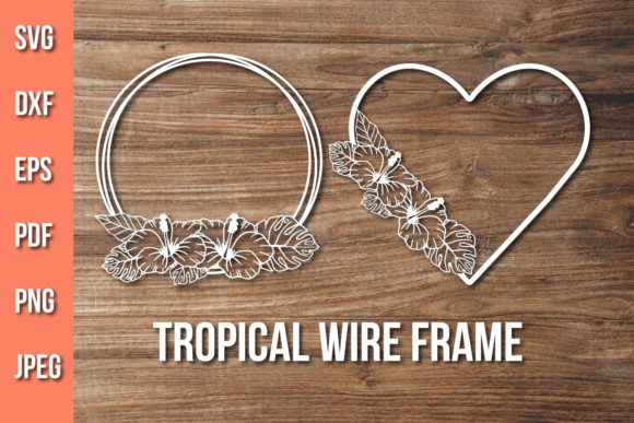 Floral Heart Tropical Round Frame SVG