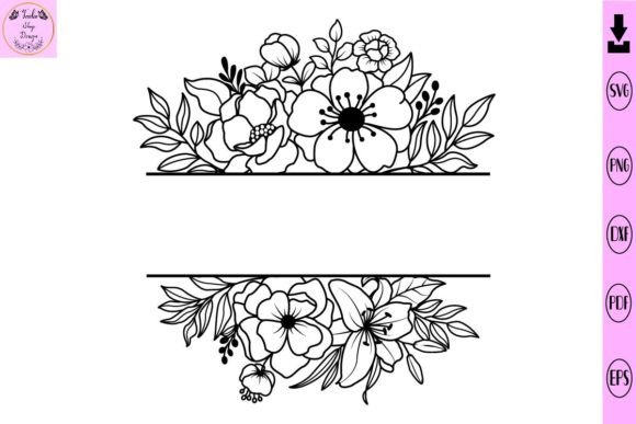 Floral Split Monogram Flower SVG