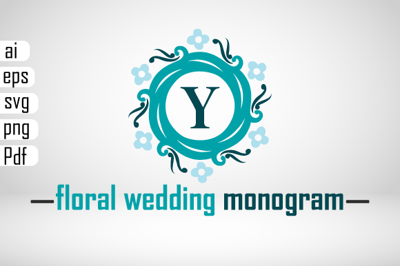 Floral Wedding Monogram Y SVG