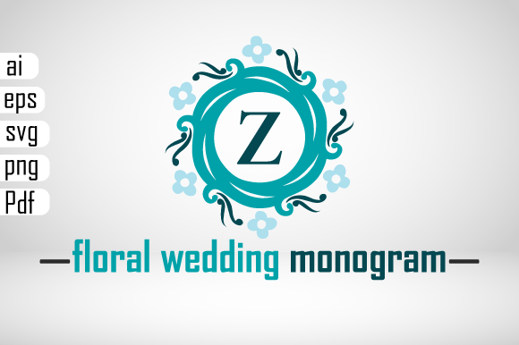 Floral Wedding Monogram Z SVG