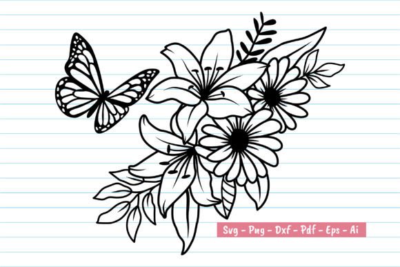Flower Butterfly SVG, Butterfly Floral