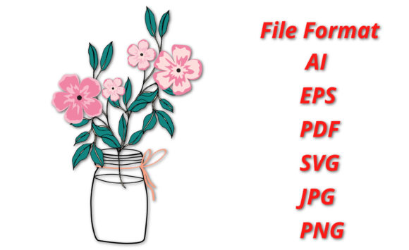 Flower in Bottle SVG Vector Illustration