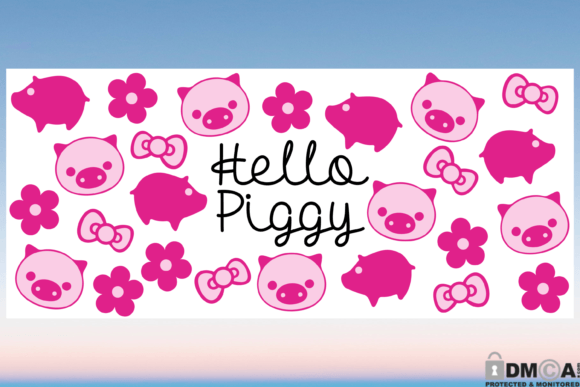 Hello Piggy Funny Pig Libbey Wrap SVG