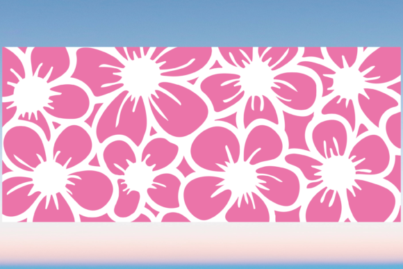 Pink Flowers Spring Libbey Can Wrap SVG