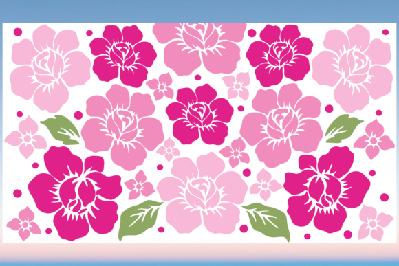 Pink Roses Floral 20oz Libbey Wrap SVG
