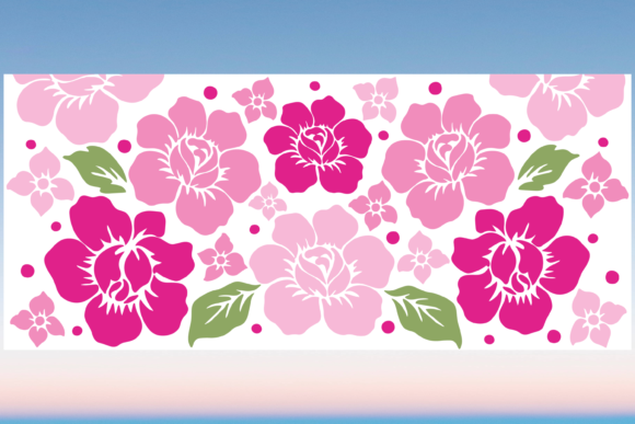 Pink Roses Floral Libbey Glass Wrap SVG