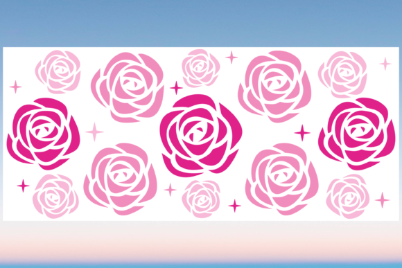 Pink Roses Flower 16oz Libbey Wrap SVG