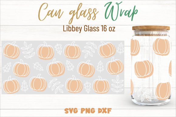 Pumpkin Floral Can Glass 16oz SVG