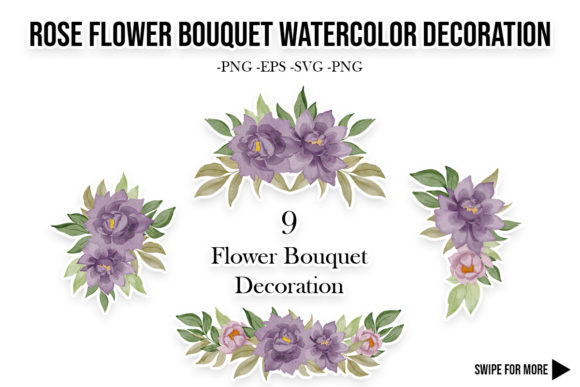 Rose Flower Purple Bouquet Watercolor