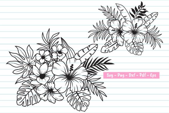 Tropical Flower and Leaves SVG, Hawaiian