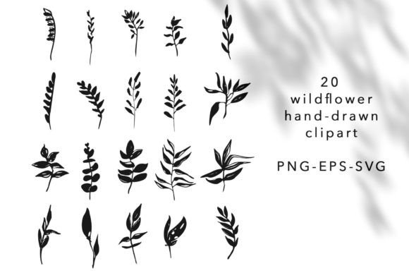 Wildflower Botanical SVG, Leaves and Bra